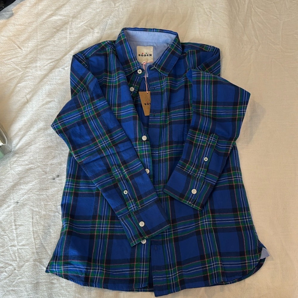 Boys boden plaid button down, size 12-13 NWT